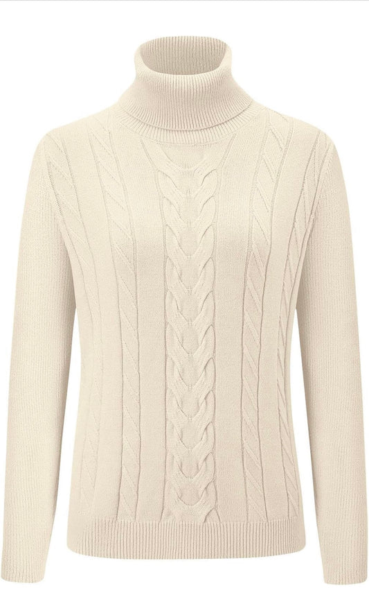 DAIMIDY Women's Turtleneck Sweater Cable Knit Long Sleeve