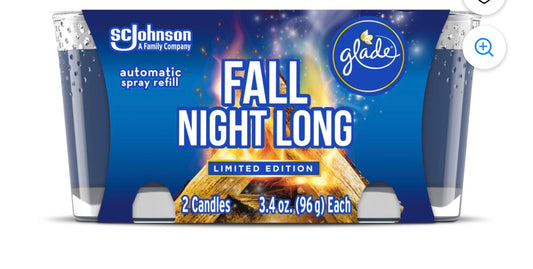 Glade Jar Candle, Fall Night Long, Air Freshener, Wax Infused with Essential Oils, 3.4 Oz, 2 Pack