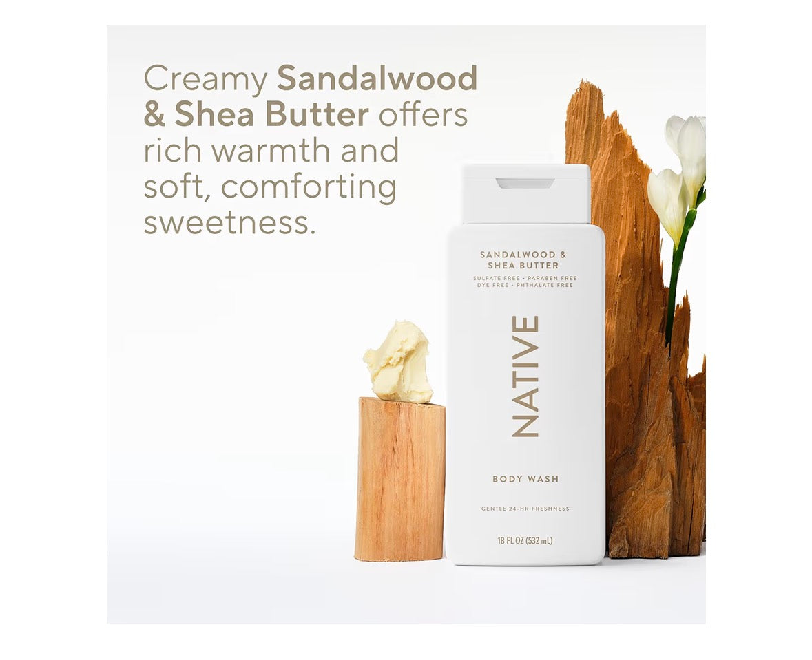 Native Sandalwood & Shea Butter Creamy Body Wash 18oz