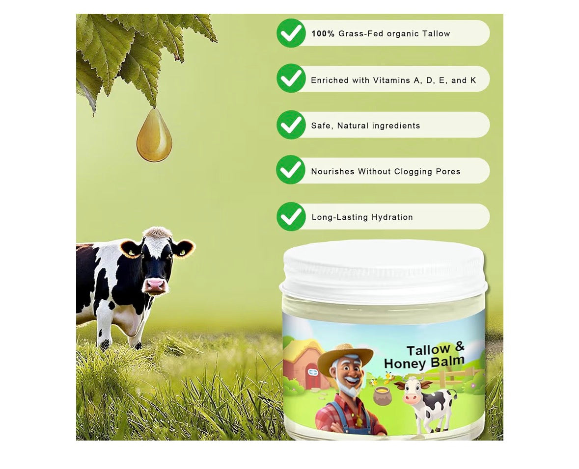 Yabacado Tallow & Honey Balm - All-Natural Facial Moisturizer, Waterproof