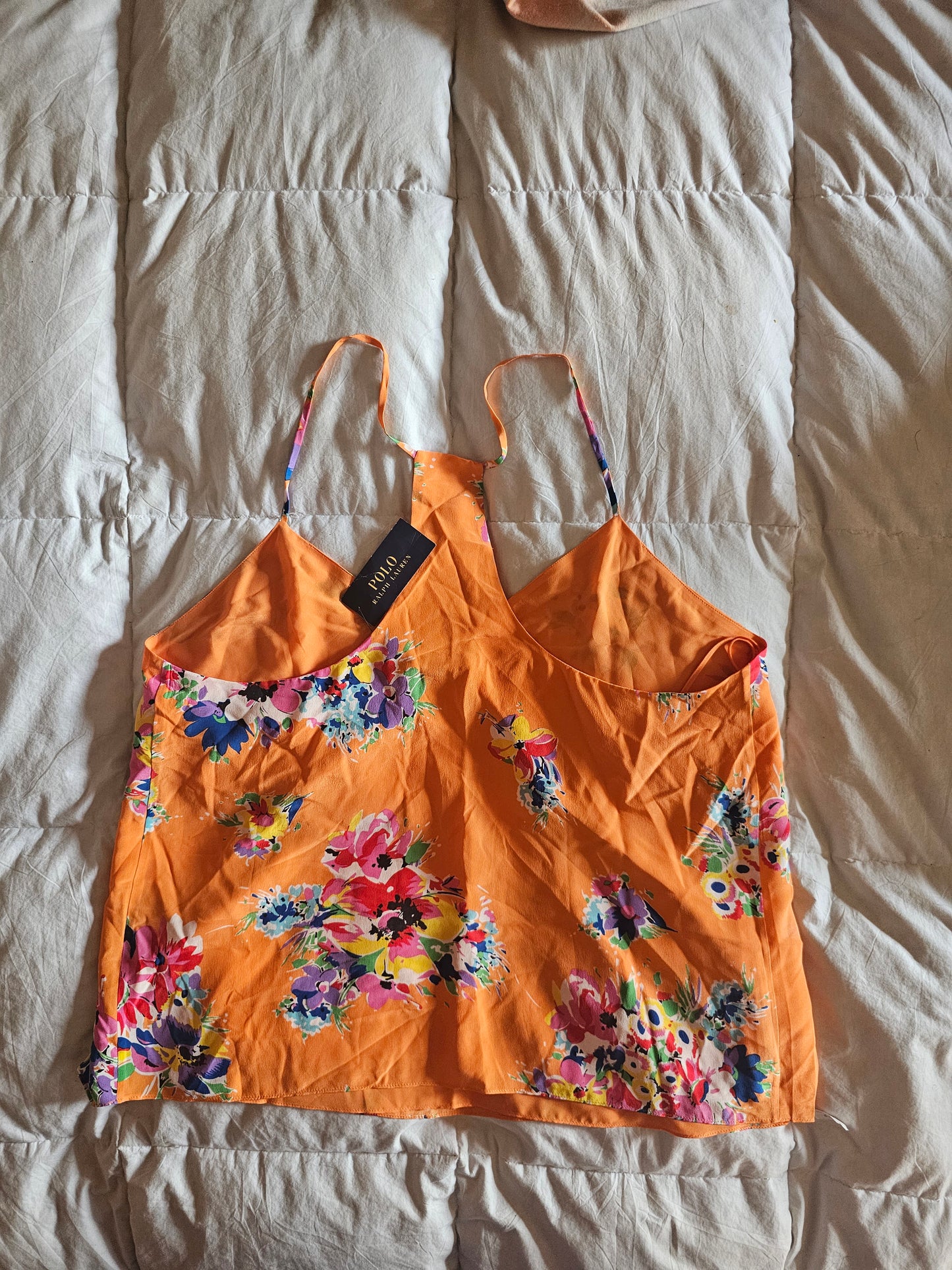 POLO RALPH LAUREN MELON FLORAL SILK TANK SIZE XL