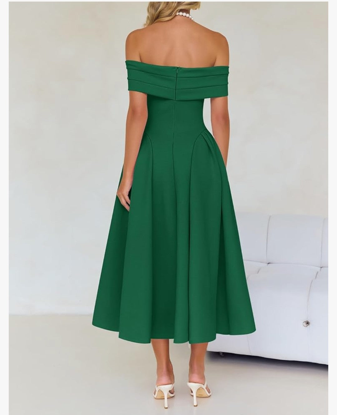 ZESICA Summer Cocktail Dresses for Women's Elegant Off Shoulder Short Sleeve Swing A Line Wedding Evening Party Midi Dress