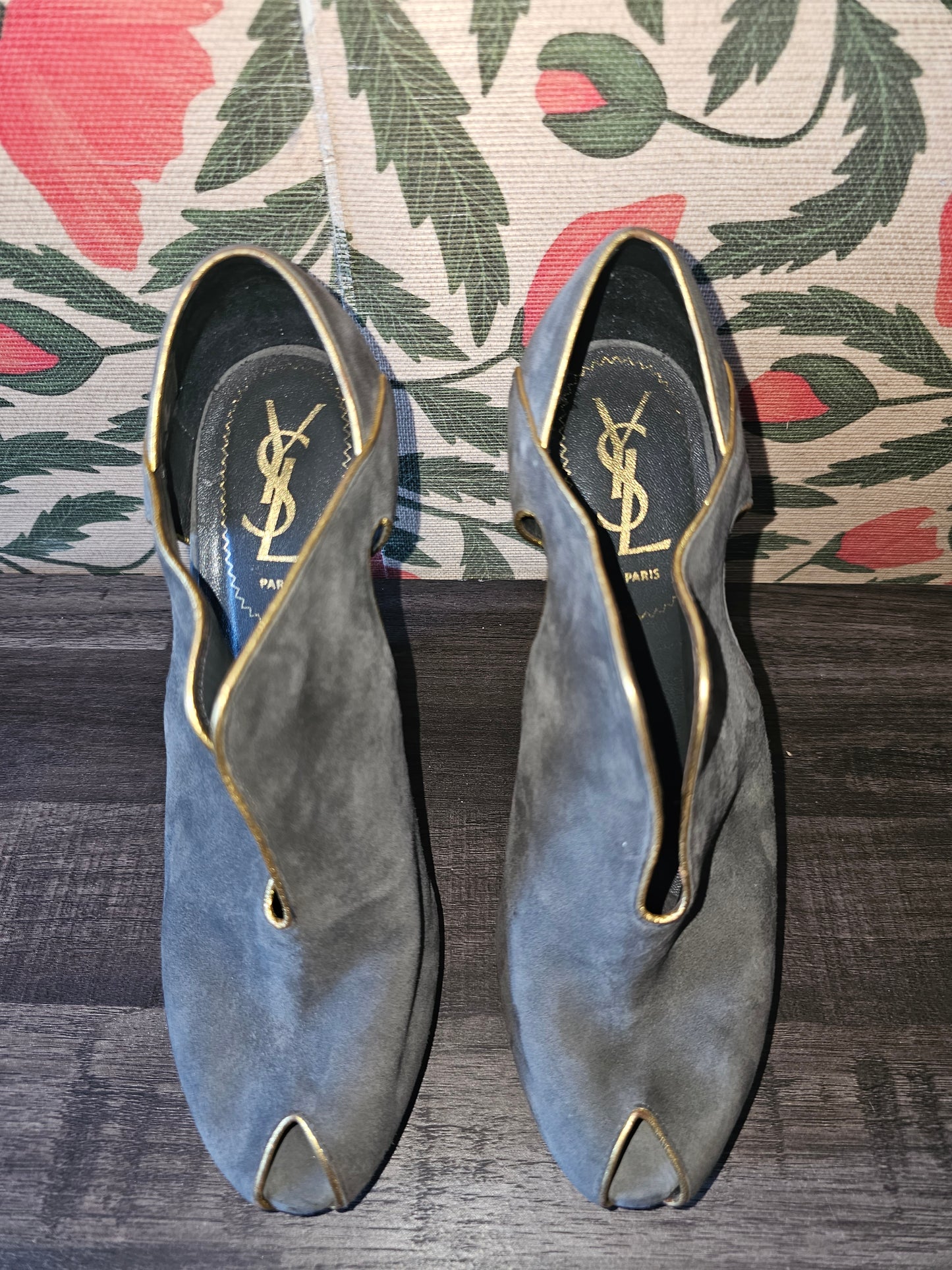 Yves Saint Laurent Maggy Wedge Designer Luxury Platform Peep Toe