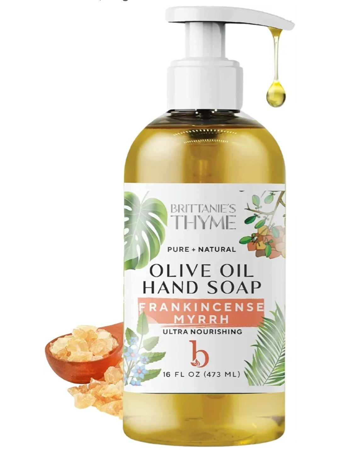 Brittanie’s Pure Castile Liquid Soap Refill, Frankincense, 16 Ounce | Dish Soap, Hair & Body, Home, Gentle and Pure, Made with Natural Luxurious Oils, Vegan & Gluten Free Non-GMO